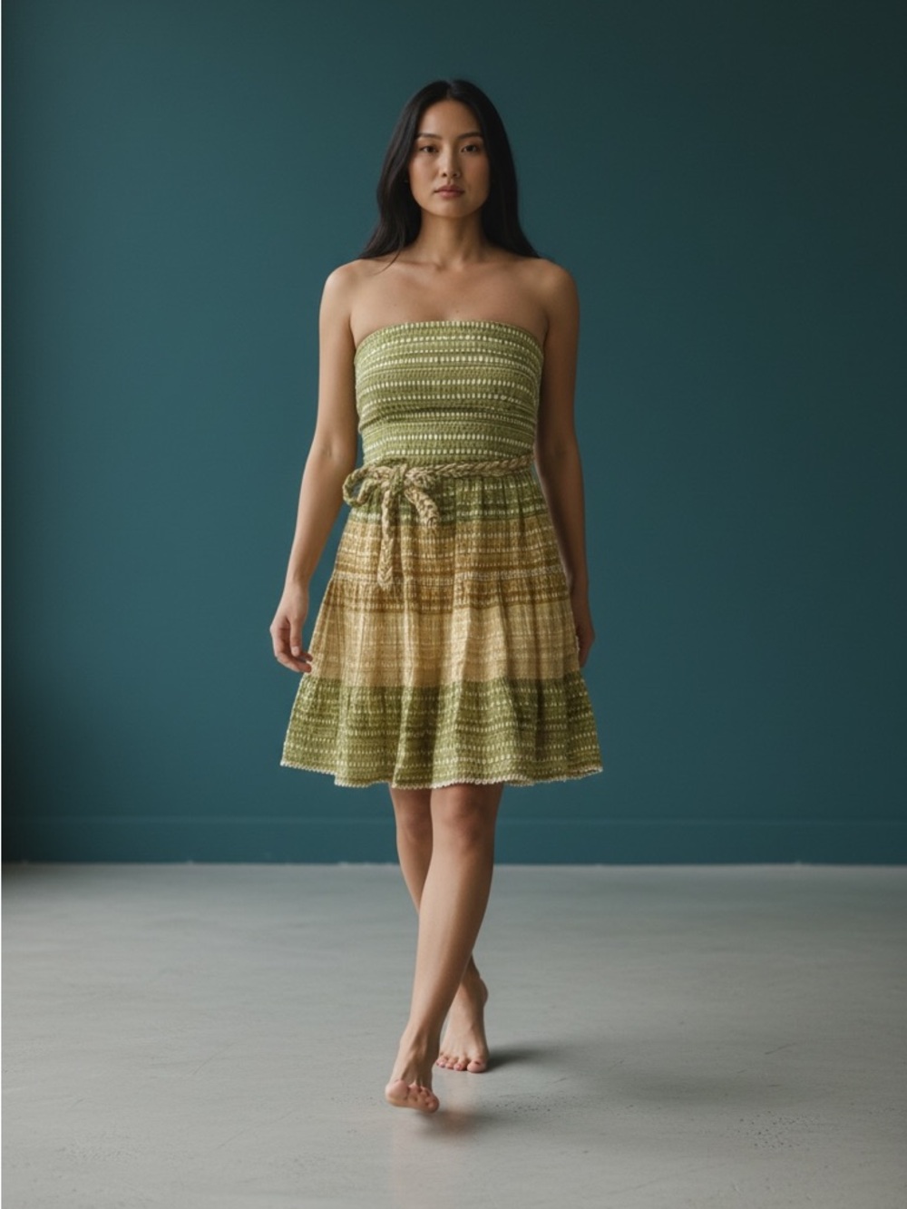 Poupette st Barth Green Shona bandeau dress